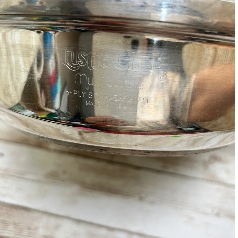 Lustre Craft Skillet Pan Silver 5-Ply Stainless Steel Multi-Core 9 Inch USA